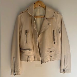 Creamy white lambskin jacket | faux YSL
